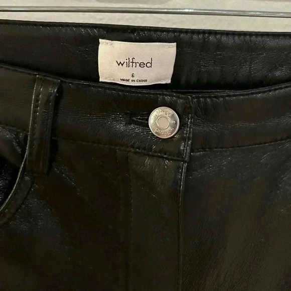 ARITZIA WILFRED VEGAN LEATHER STRAIGHT CROPPED HIGHRISE MELINA PANTS SZ 6 - Picture 4 of 12